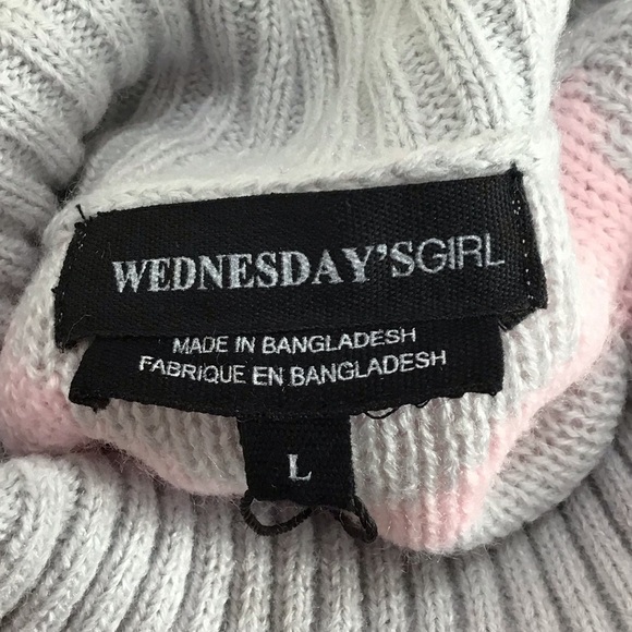 Wednesday Girl High Neck Sweater In Pastel Heart Knit NWT - Picture 9 of 10